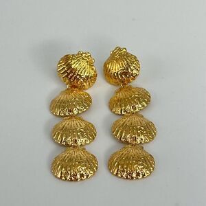 Gold Shell Drop Earrings #1666